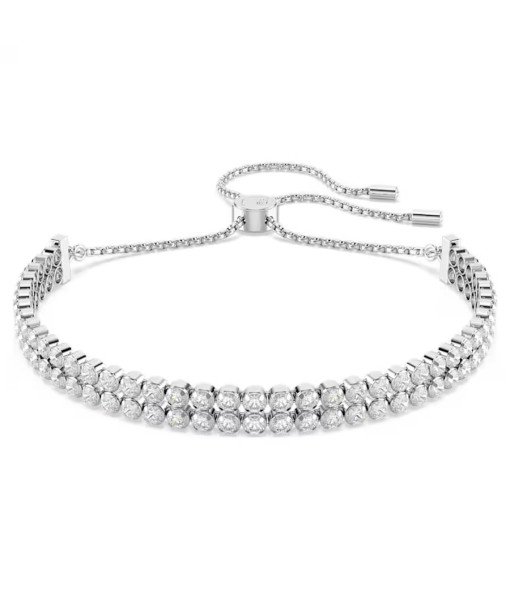 Swarovski <br> Bracelet Tennis Matrix <br> Taille ronde, Blanc, Métal rhodié