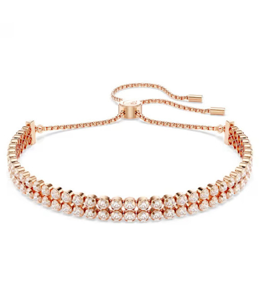 Swarovski <br> Bracelet Tennis Matrix <br> Taille ronde, Blanc, Placage de ton or rosé