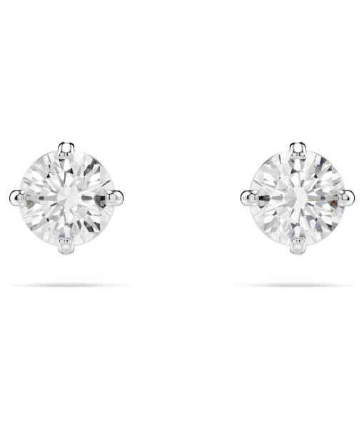 Swarovski <br>Clous d'oreilles Stilla Attract<br>Taille ronde, Blanches, Métal rhodié