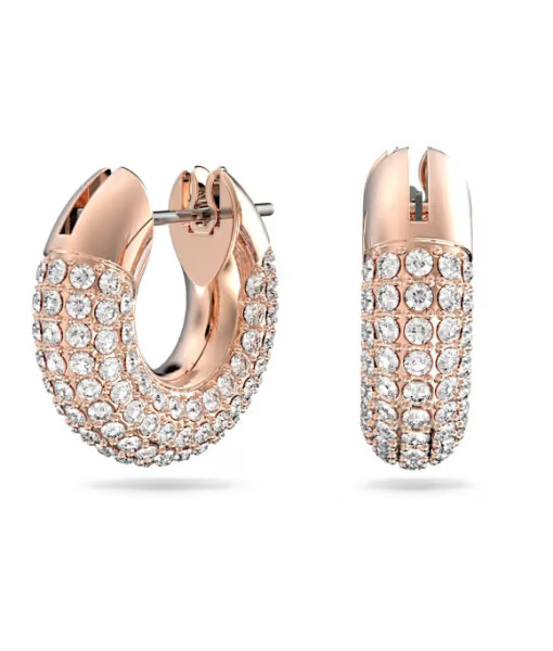 Swarovski <br> Anneaux d'oreilles Dextera <br> Petites, Blanches, Placage de ton or rosé