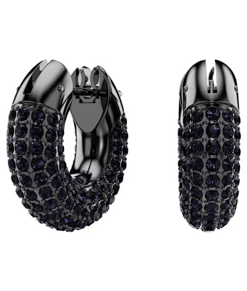 Swarovski <br> Anneaux d'oreilles Dextera <br> Petites, Noires, Métal plaqué ruthénium