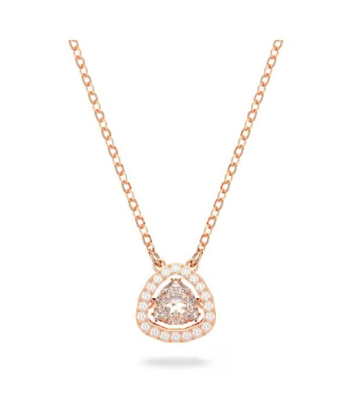 Swarovski <br> Collier Una <br> Taille trillion, Blanc, Placage de ton or rosé