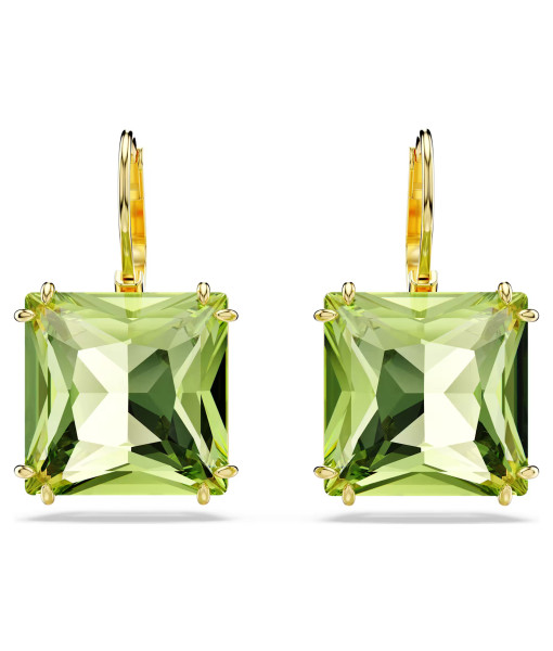 Swarovski <br>Pendants d'oreilles Millenia<br>Taille Carré, Vertes, Placage de ton or