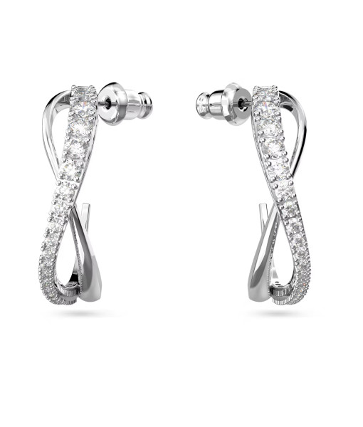 Swarovski <br>Anneaux d'oreilles Hyperbola<br>Blanches, Métal rhodié