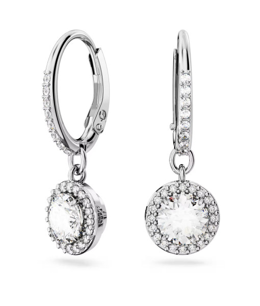 Swarovski <br>Pendants d'oreilles Una Angelic<br>Taille ronde, Pavé, Blanches, Métal rhodié