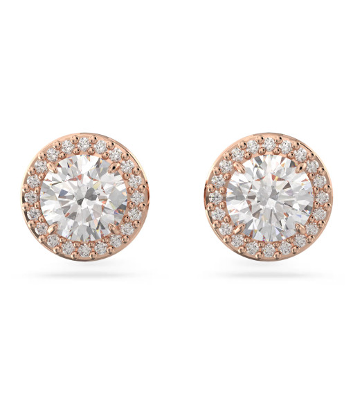 Swarovski <br>Clous d'oreilles Una Angelic<br>Taille ronde, Pavé, Blanches, Placage de ton or rosé