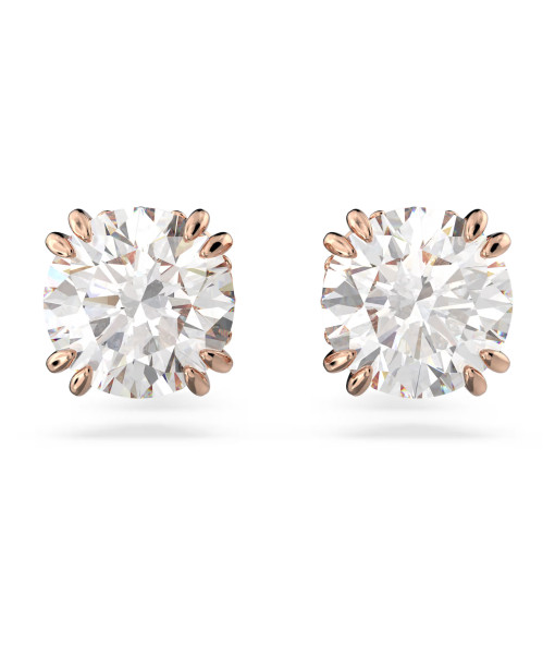 Swarovski <br>Clous d'oreilles Stilla<br>Taille ronde, Blanches, Placage de ton or rosé