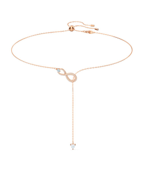 Swarovski <br>Collier en Y Hyperbola<br>Infini, Blanc, Placage de ton or rosé