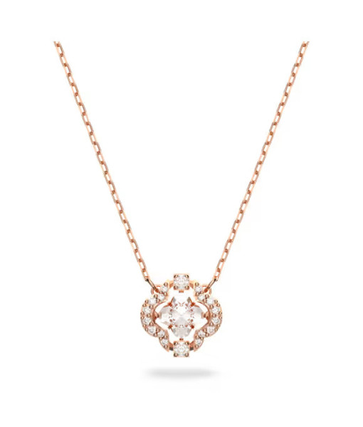 Swarovski <br> Collier Una <br> Trèfle à quatre feuilles, Blanc, Placage de ton or rosé