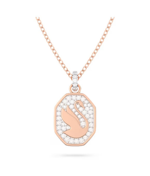 Swarovski <br> Pendentif Swan <br> Cygne, Long, Blanc, Placage de ton or rosé