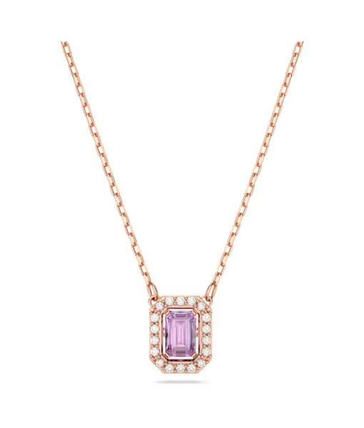 Swarovski <br> Collier Una <br> Taille octogonale, Violet, Placage de ton or rosé