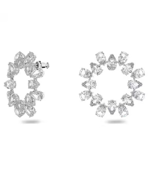 Swarovski <br> Anneaux d'oreilles Matrix <br> Taille poire, Blanches, Métal rhodié