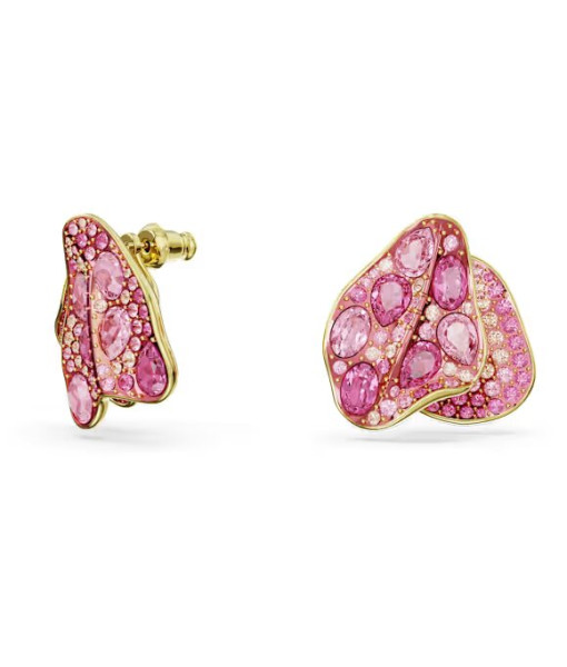 Swarovski <br> Clous d'oreilles Idyllia <br> Design asymétrique, Fleur, Roses, Placage de ton or