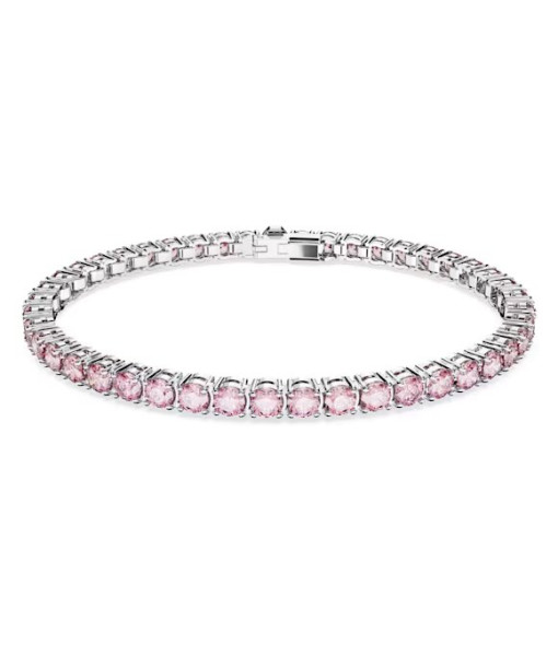 Swarovski <br> Bracelet Matrix Tennis <br> Coupe ronde, Rose, Métal rhodié