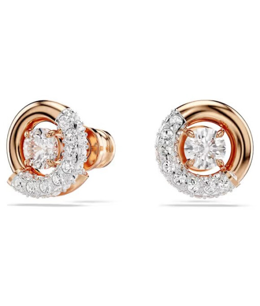 Swarovski <br> Clous d'oreilles Dextera <br> Taille ronde, Blanches, Placage de ton or rosé