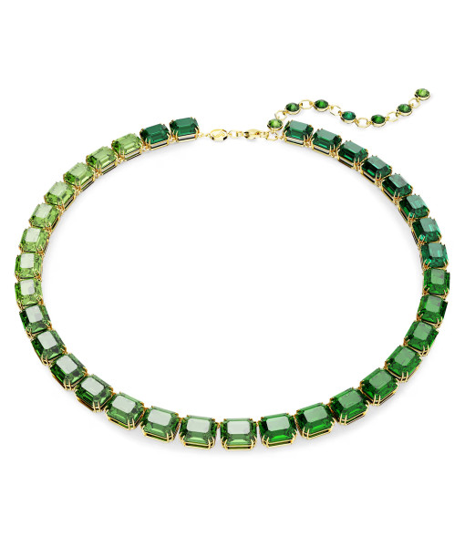 Swarovski <br>Collier Tennis Millenia<br>Taille octogonale, Dégradé de couleur, Vert, Placage de ton or