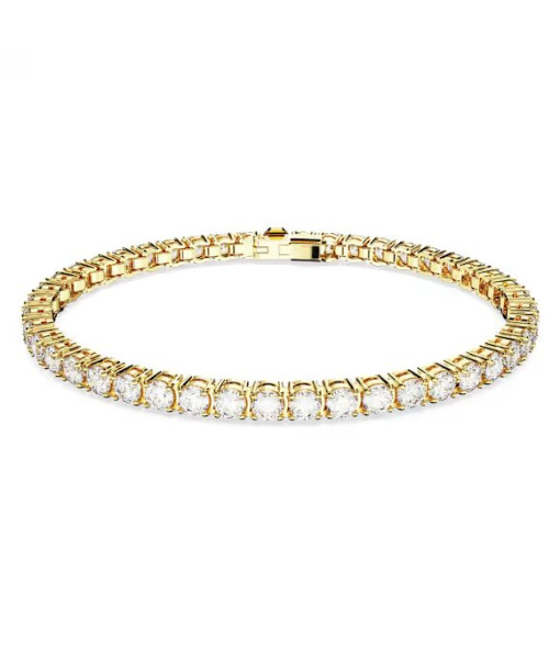 Swarovski <br> Bracelet Matrix Tennis <br> Coupe ronde, Blanc, Placage de ton or