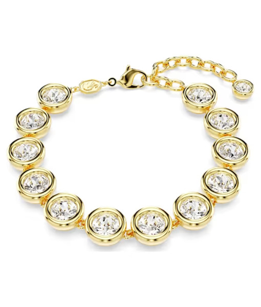 Swarovski <br>Bracelet Tennis Imber <br> Taille ronde, Blanc, Placage de ton or