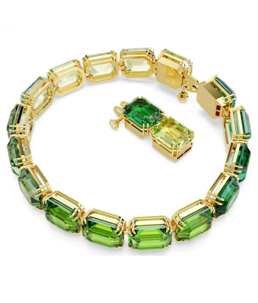 Swarovski <br>Bracelet Tennis Millenia<br>Taille octogonale, Dégradé de couleur, Vert, Placage de ton or