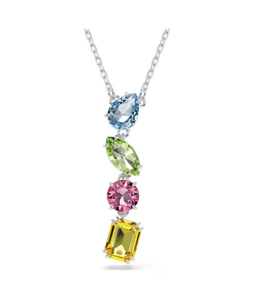 Swarovski <br>Pendentif en Y Gema<br>Tailles variées, Multicolore, Métal rhodié