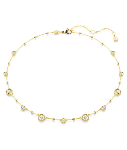 Swarovski <br>Collier Imber<br>Taille ronde, Motif éparpillé, Blanc, Placage de ton or