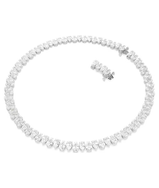 Swarovski <br>Collier Tennis Matrix<br>Taille poire, Blanc, Métal rhodié