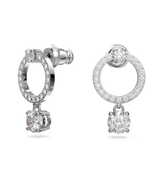 Swarovski <br> Anneaux d'oreilles Constella <br> Taille ronde, Blanches, Métal rhodié