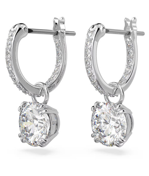 Swarovski <br>Pendants d'oreilles Stilla<br>Taille ronde, Blanches, Métal rhodié