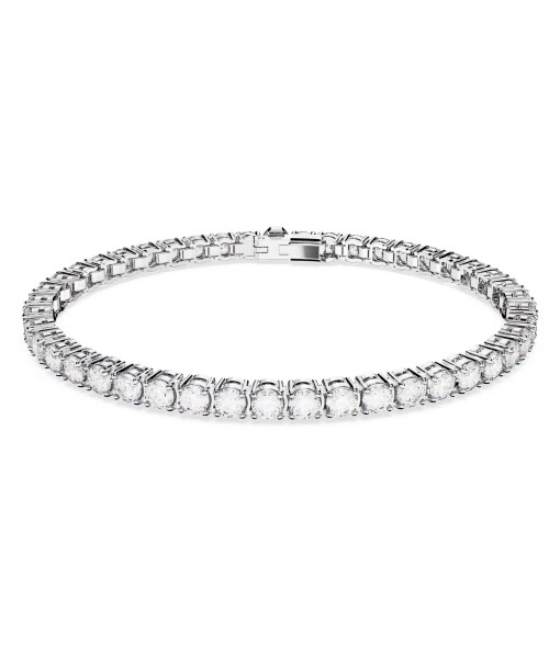 Swarovski <br>Bracelet Matrix Tennis Large<br>Coupe ronde, Blanc, Métal rhodié