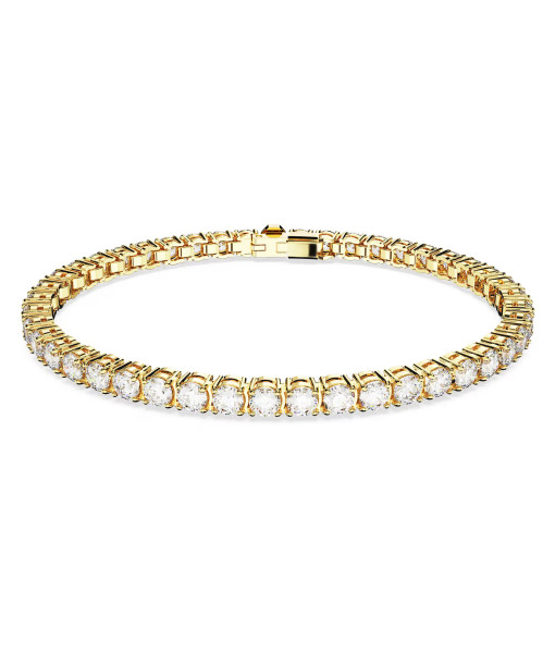 Swarovski <br>Bracelet Matrix Tennis<br>Coupe ronde, Blanc, Placage de ton or