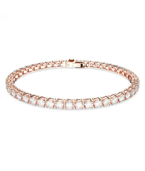 Swarovski <br> Bracelet Matrix Tennis <br> Coupe ronde, Blanc, Placage de ton or rosé