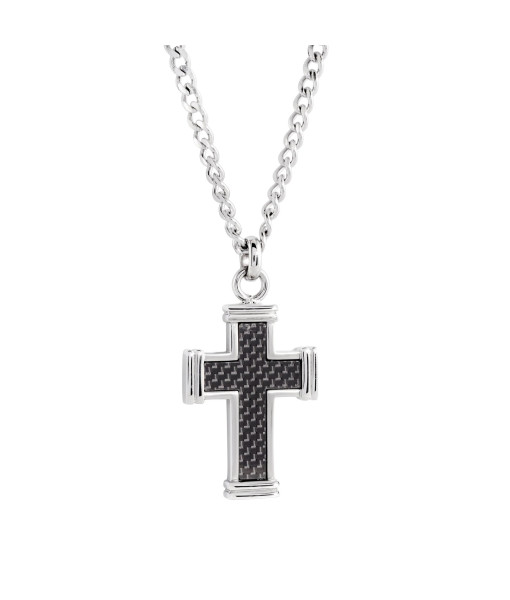 Italgem Steel <br>PENDENTIF CROIX INCRUSTATION EN FIBRE DE CARBONE