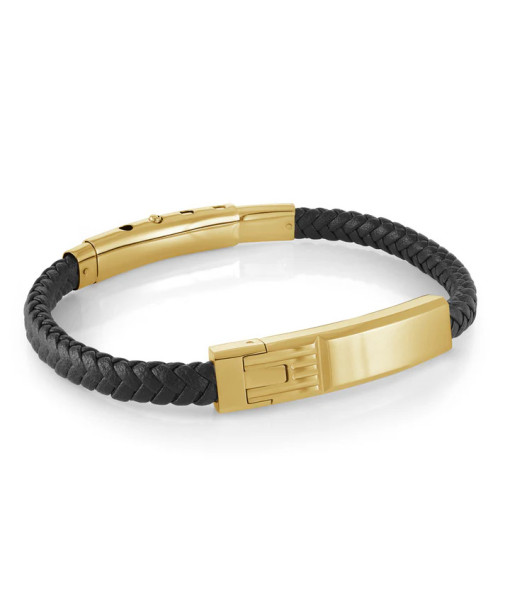 Italgem Steel <br> BRACELET AJUSTABLE EN ACIER ET CUIR