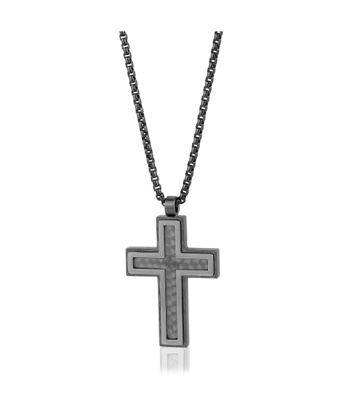 Italgem Steel <br>PENDENTIF CROIX EN FIBRE DE CARBONE