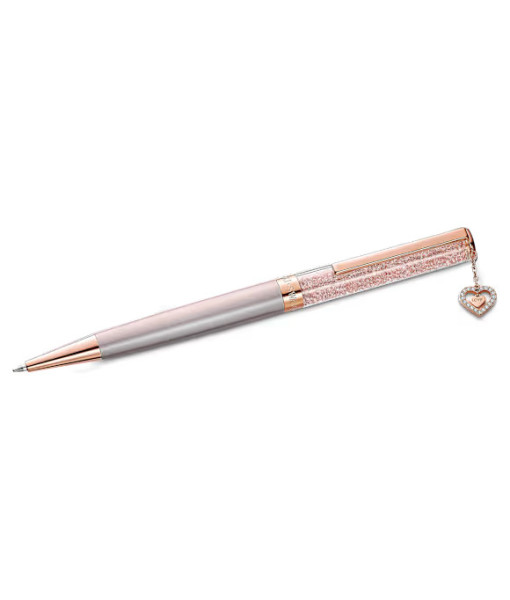 Swarovski <br> Stylo à bille Crystalline <br> Cœur, Ton or rose, Laqué rose, placage de ton or rose