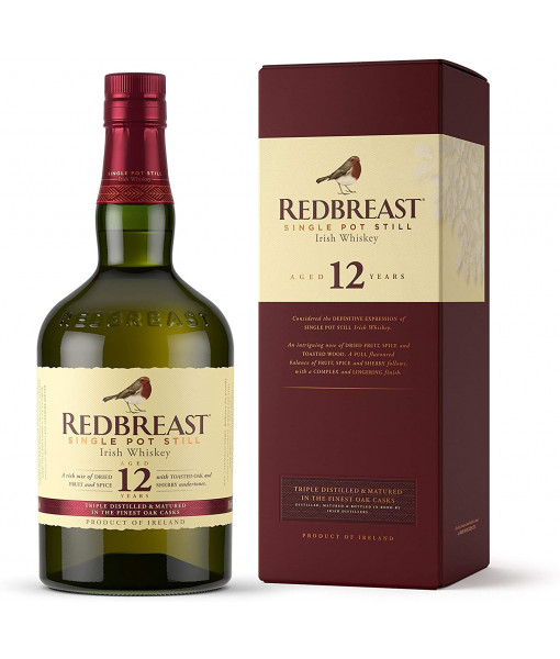 Redbreast Douze ans Single Pot Still<br>Whiskey irlandais   |   700 ml   |   Irlande